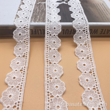 Africain Organza White Hand Cut Fabric Tissu de dentelle Bridal Trims de broderie pour rideaux Fleur d&#39;ivoire